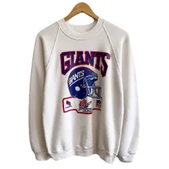 USA製 RUSSELL ラッセル GIANTS ニューヨーク ジャイアンツ NFL ラグランスウェット トレーナー 裏起毛 白 Mサイズ No.G702