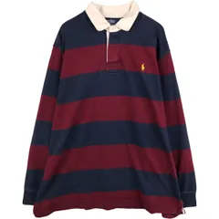 古着 ラルフローレン Ralph Lauren POLO by Ralph Lauren ボーダー柄 長袖 ラガーシャツ メンズXXL相当/eaa590487