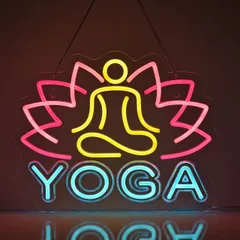 LEDネオンサイン 「ヨガ」ロゴ、柔らかな光で空間を彩る、調光機能付きネオンライト