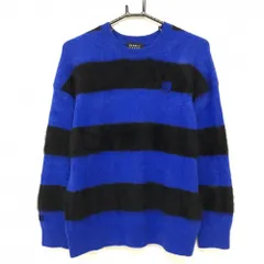 パーリーゲイツ セーター ブルー×黒 ボーダー ウール混 ニット  レディース 0(S) ゴルフウェア PEARLY GATES