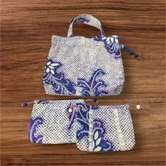 浴衣に似合う和風生地の巾着・バッグセット
