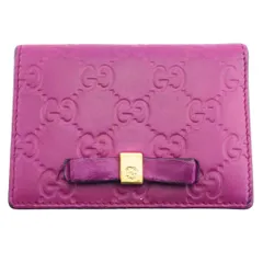 【BIGお買い物ラリー★30%OFFセール中】グッチ GUCCI パスケースグッチシマ リボンモチーフ ピンク パープル レディース 中古 最大30％OFF☆新春セール】グッチ GUCCI パスケース グッチシマ リボン