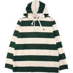 古着 ラルフローレン Ralph Lauren POLO by Ralph Lauren フード付き ボーダー柄 長袖 ラガーシャツ メンズL相当/eaa581120