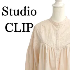 綿混 studio CLIP スタジオクリップ 柔らか 刺繍 切り替え ブラウス Fサイズ 春 秋