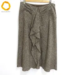 #w ランバン LANVIN スカート 42 茶系 ミックス ウール 毛 大きいサイズ 日本製 タグ付き 美品 レディース [862682] k01のサムネイル