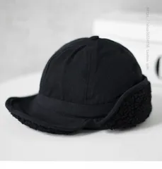 フライト キャップ ブラック 帽子 ニット 小顔効果 キャンプ 帽 防寒 ボア パイロットキャップ アメカジ 古着 古着女子 デッドストック