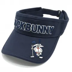 【超美品】ジャックバニー×ドラえもん サンバイザー ネイビー×白 うさ耳ドラえもん刺しゅう FR  ゴルフウェア 2023年モデル Jack Bunny