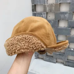 フライト キャップ ベージュ 帽子 ニット 小顔効果 キャンプ 帽 防寒 ボア パイロットキャップ アメカジ 古着 古着女子 デッドストック