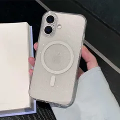 iPhoneケース アイフォンケース アイフォンカバー マグセーフ magsafe ワンタッチ吸着 ワンタッチ充電 ラメ グリッター ソフトケース ブラ