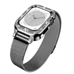 [YOFITAR] Apple Watch 用バンド ケース一体型45mm/44mm/41mm/40mm アップルウォッチ 用交換ベルト Series 9/SE/8/7/6/5/4 強力 マグネット レディース iWatch用 バンド Apple Watch用