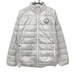 【美品】フィラゴルフ ダウンジャケット ライトグレー 総柄 メンズ LL ゴルフウェア FILA GOLF