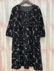 インゲボルグ INGEBORG ワンピース ひざ丈 花柄 長袖 レース 9 黒系 MK19