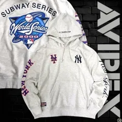 AVIREX アヴィレックス MLB メジャーリーグ ヤンキース メッツ HOODIE SUBWAY SERIES サブウェイシリーズ 2000年ワールドシリーズデザイン スウェット パーカー フーディー 3231011 オートミール▲028▼40206m01