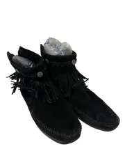 Z1562MINNETONKA ミネトンカ　フリンジ　ショートブーツ　ブラック　レディース　サイズ7