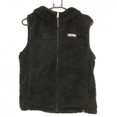 【超美品】ニューバランスゴルフ リバーシブルボアベスト 黒 片面総柄 フード付 レディース 2(L) ゴルフウェア New Balance