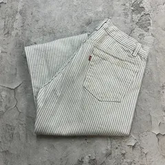 激レア　80s　USA製　Levi's　リーバイス　501　刻印525　ボトムス　デニムパンツ　古着　ホワイト　グレー　ストライプ　白　灰色　W34 L30