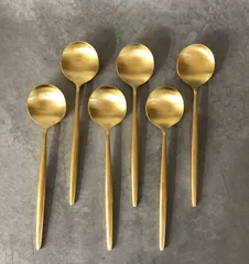 【アウトレット品】Cutipol クチポール MOON マットゴールド デザートスプーン 6点セット