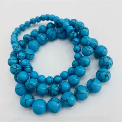 ユニセックス(ブルー/大玉・中玉・小玉)ターコイズブレスレットインディアンアクセサリー