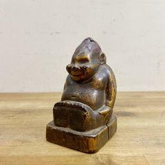本物保証 中国骨董 赤珊瑚根付 仏像 阿弥陀仏 小型オブジェ 牛血赤珊瑚