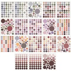 【新着商品】サークル シール シール 6種（ 1種につき3枚×6種 円形 ＝ 18枚 丸 ） 大量 アソート 顔文字 セット カラフル moin 和紙 フェイス moin 絵文字 2112sl112