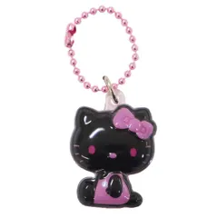 【メール便】ハローキティ キーホルダー ぷっくりったいプチボールチェーン ピンクブラック サンリオ プレゼント キャラクター グッズ 