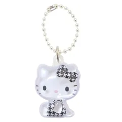【メール便】ハローキティ キーホルダー ぷっくりったいプチボールチェーン 千鳥格子 ブラック サンリオ プレゼント キャラクター グッズ 
