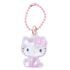【メール便】ハローキティ キーホルダー ぷっくりったいプチボールチェーン 千鳥格子 ピンク サンリオ プレゼント キャラクター グッズ 