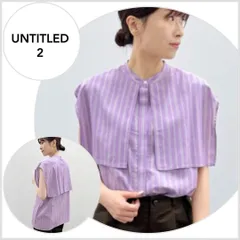 【美品♪】UNTITLED【上品見え／洗える】カバリングストライプシャツブラウス  C005
