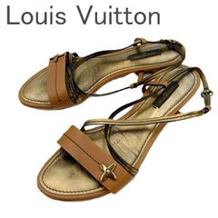 LOUIS VUITTON ウエッジソール サンダル 赤 ゴールド金具 36.5 - メルカリ