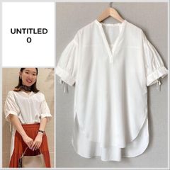 未使用タグ付き UNTITLED 接触冷感袖コンシャスブラウス リネン混 M