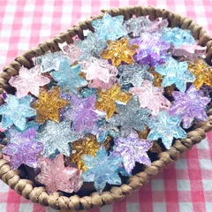 【712】100個 デコパーツ ミニチュア クリスマス 雪 結晶 キラキラ ミックス まとめ売り