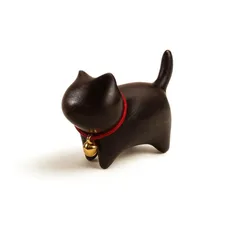 JP Number 猫 置物 インテリア 可愛い雑貨 招き猫 手のひらサイズ 小さい オブジェ (黒猫)