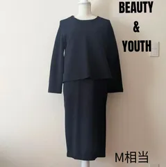 BEAUTY&YOUTH ビューティーアンドユース　ネイビー ワンピース　セットアップ風　バックジップ　上品　フォーマル M相当