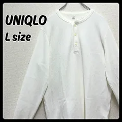 UNIQLO ワッフルヘンリーネック ニット Tシャツ Lサイズ オフホワイト ユニクロ 古着