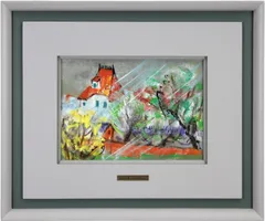 日展審査員，後藤武久「奥入瀬　秋」6号油彩，師朝比奈文雄，小絲源太郎，額なし，成行