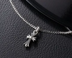 シルバー925 クロスベビーチャーム フローラルチェーン ネックレス 十字架 ペンダント メンズ レディース ユニセックス シルバーアクセ ギフト 75