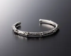 シルバー925 バングル ブレスレット メンズ レディース 唐草 フローラル ゴシック バイカー 高級感 925刻印 ユニセックス シルバーアクセ 109