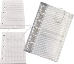 JP Number システム手帳 M5 5穴 ミニ バインダー メモ帳 シール帳 リフィル80枚付き (クリア)