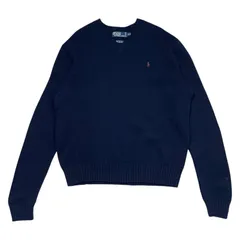 00s ポロラルフローレン ウール ニット セーター Vネック ネイビー サイズ XL
