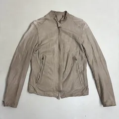 ◆ sisii シシ ライダースジャケット レザージャケット ダブルジップ アウター シングルライダース 古着 牛革 ベージュ サイズ不明 レディース 0.68kg