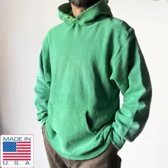 80s USA製 Champion × LANDS'END リバースウィーブ パーカー L-XL程度 緑系 サンフェード ボロ チャンピオン フーディ PV