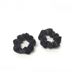 黒 シンプル ミニサイズ ベロアシュシュ 2個セット