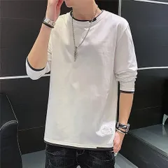 tシャツ 長袖 メンズ ロングtシャツ ロンt レイヤード カジュアル ゆったり 無地 ファッション 快適 丸襟 カットソー 大きいサイズ 春 秋