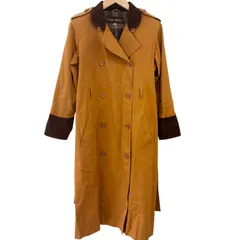 【美品】イヴサンローラン　トレンチコート ブラウン系　レディースM チェック裏地 イヴサンローラン YVES SAINT LAURENT ヴィンテージ トレンチコート