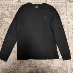 POLO RALPH LAUREN　ポロ ラルフローレン　ブラック　長袖　Tシャツ　ロンT　カットソー　ロングスリーブ　S　メンズ　ブラック　ワンポイントロゴ　ポニー　BLACK　黒　中古　古着