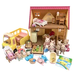 186001 はじめてのシルバニアファミリー わくわくようちえんバス 人形 小物 まとめ売り