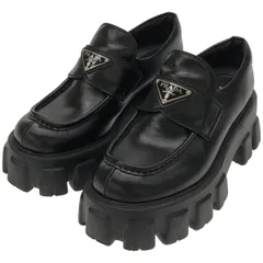 PRADA⭐︎モノリス プラッシュドレザー ローファー⭐︎試着のみ未使用⭐︎38 PRADA⭐︎モノリス プラッシュドレザー ローファー⭐︎試着のみ未使用