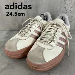 adidas VL コート ボールド IH3080 24.5cm 厚底 プラットフォーム スニーカー アイボリー × ピンク メタリック スエード クッション性抜群 ★ ■■
