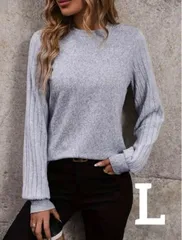 【新品】レディース リブクルーネックTシャツ