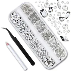 ラインストーン ネイルラインストーン 3点セット ネイルデコレーション 3D 混入ネイルアートパーツ クリスタル セルフネイル レジン ネイルセット ハンドメイド素材 DIY 手芸パーツ (シルバーA)